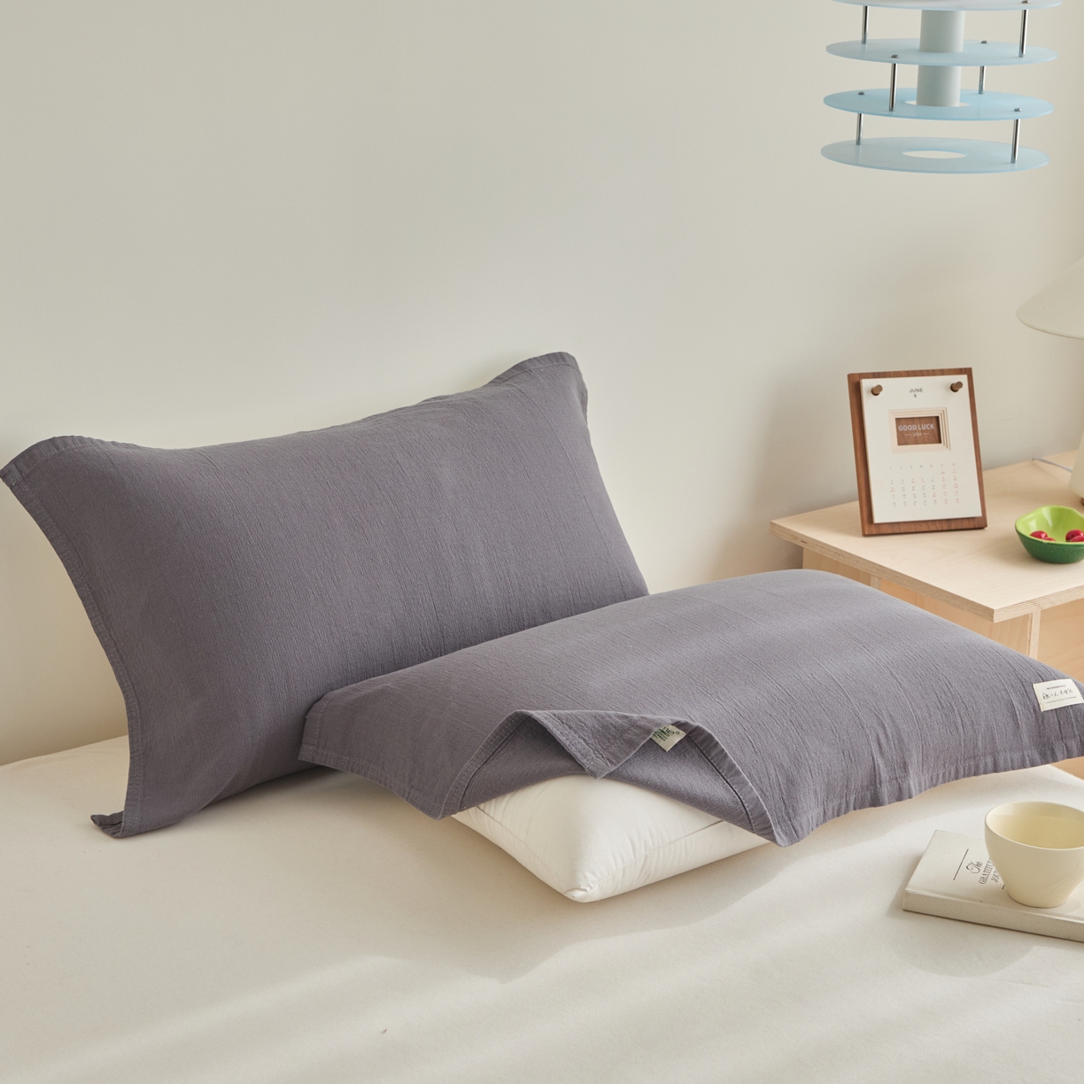 91家纺网 家纺一手货源 找家纺 百寐 2026全棉纯棉枕巾50*80纯棉简约棉麻透气枕巾大小枕芯通用 棉麻枕巾-深灰色 50x80cm±2cm一只