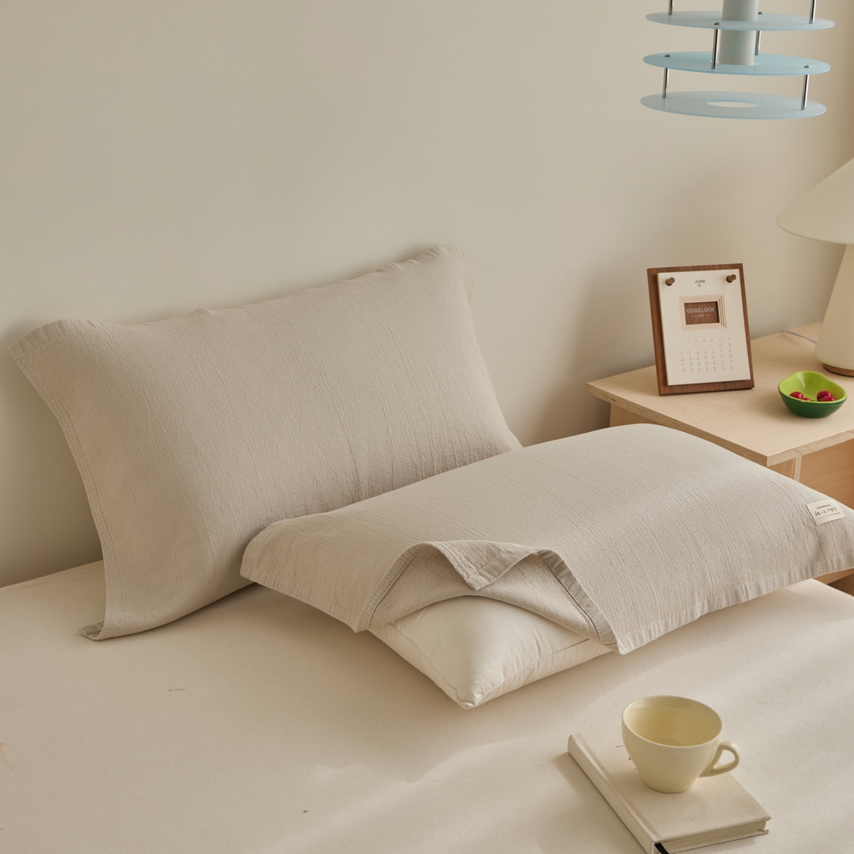 91家纺网 家纺一手货源 找家纺 百寐 2026全棉纯棉枕巾50*80纯棉简约棉麻透气枕巾大小枕芯通用 棉麻枕巾-燕麦色 50x80cm±2cm一对