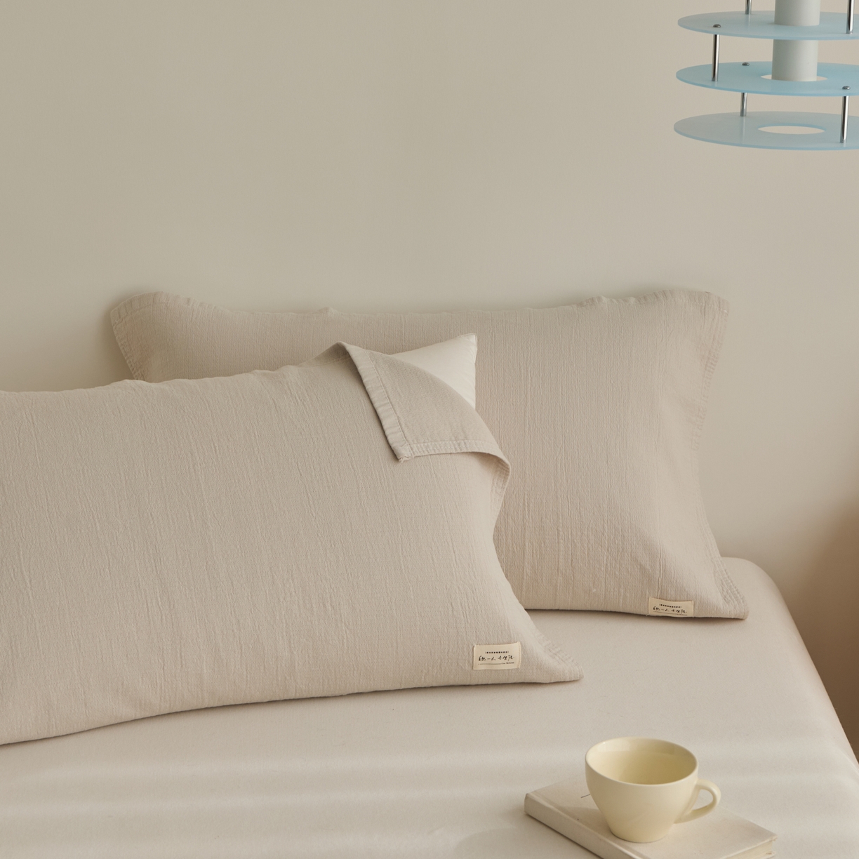 91家纺网 家纺一手货源 找家纺 百寐 2026全棉纯棉枕巾50*80纯棉简约棉麻透气枕巾大小枕芯通用 棉麻枕巾-燕麦色 50x80cm±2cm一只