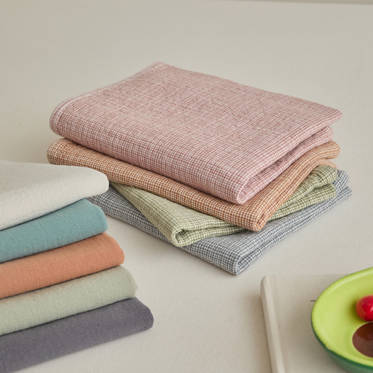 百寐 2026全棉纯棉枕巾50*80纯棉简约棉麻透气枕巾大小枕芯通用 组合图仅供展示不可下单 50x80cm±2cm一对