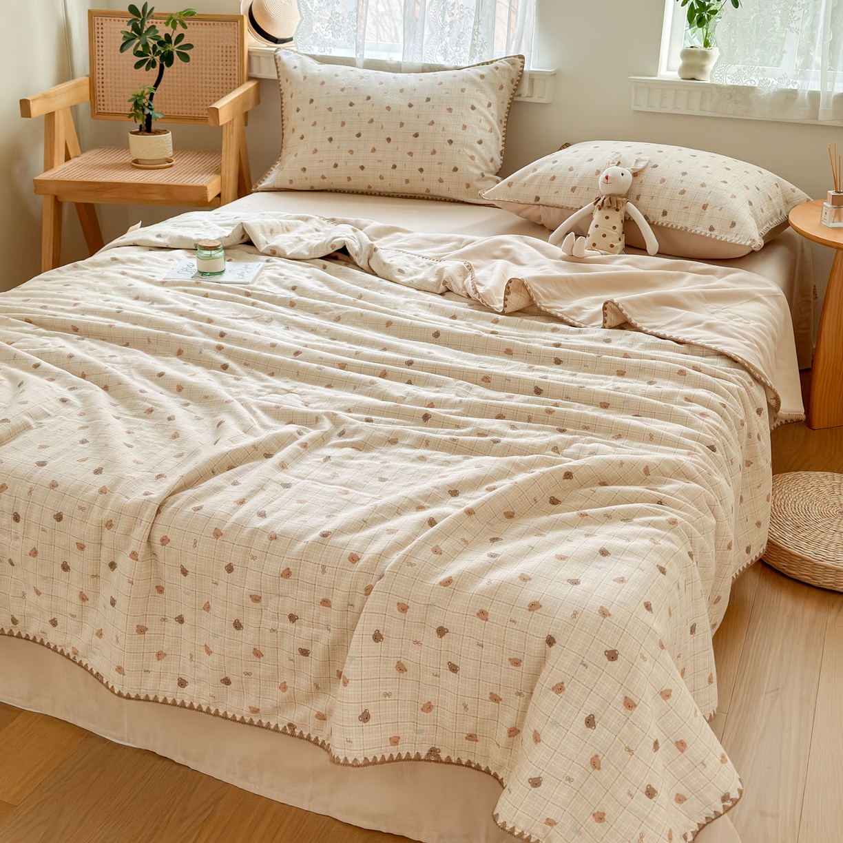 91家纺网 家纺一手货源 找家纺 雯雨家纺 2026新款全棉双层纱新疆棉花夏被空调被被子被芯 文迪