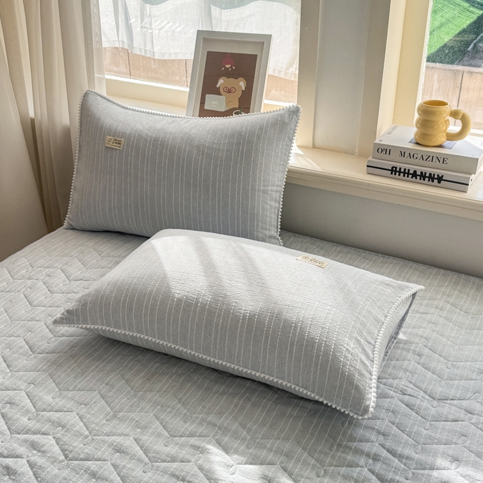 91家纺网 家纺一手货源 找家纺 蝶帕家纺 2026新款无印色织提花加棉床笠四件套 浅灰