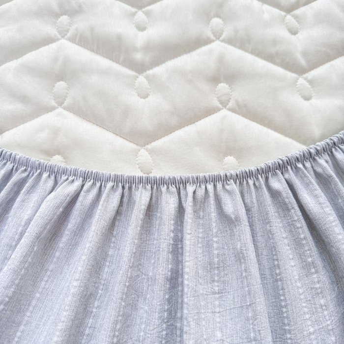 91家纺网 家纺一手货源 找家纺 蝶帕家纺 2026新款无印色织提花加棉床笠四件套 浅兰