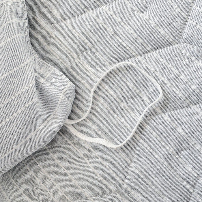 91家纺网 家纺一手货源 找家纺 蝶帕家纺 2026新款无印色织提花加棉床笠四件套 浅灰