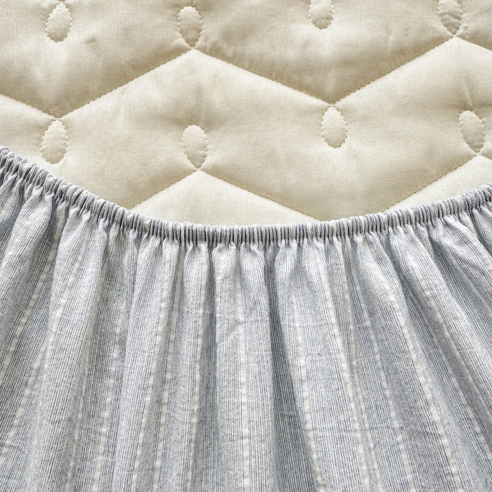 91家纺网 家纺一手货源 找家纺 蝶帕家纺 2026新款无印色织提花加棉床笠四件套 浅灰