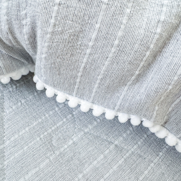 91家纺网 家纺一手货源 找家纺 蝶帕家纺 2026新款无印色织提花加棉床笠四件套 浅兰