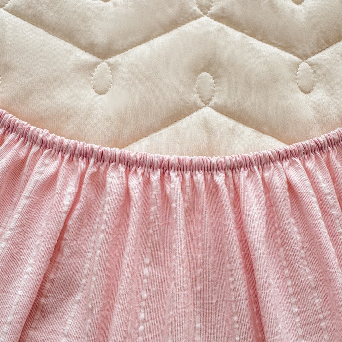 91家纺网 家纺一手货源 找家纺 蝶帕家纺 2026新款无印色织提花加棉床笠四件套 柔雾粉