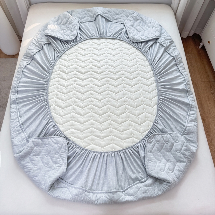 91家纺网 家纺一手货源 找家纺 蝶帕家纺 2026新款无印色织提花加棉床笠四件套 浅兰