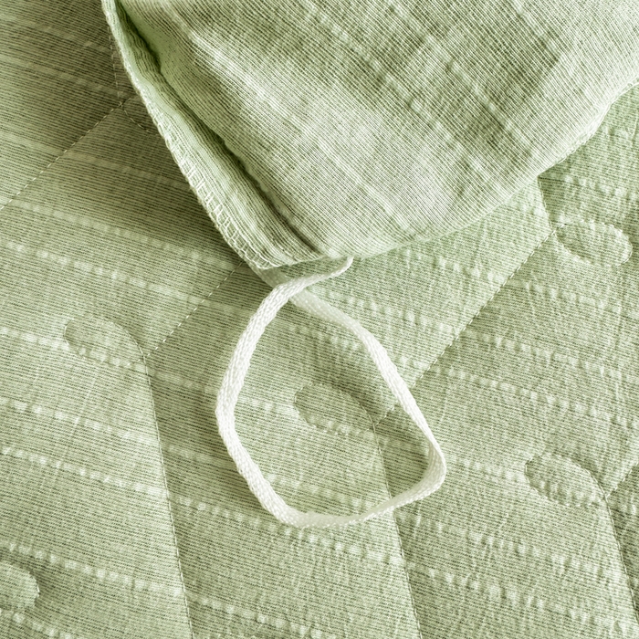 91家纺网 家纺一手货源 找家纺 蝶帕家纺 2026新款无印色织提花加棉床笠四件套 泡芙绿