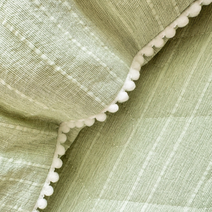 91家纺网 家纺一手货源 找家纺 蝶帕家纺 2026新款无印色织提花加棉床笠四件套 泡芙绿