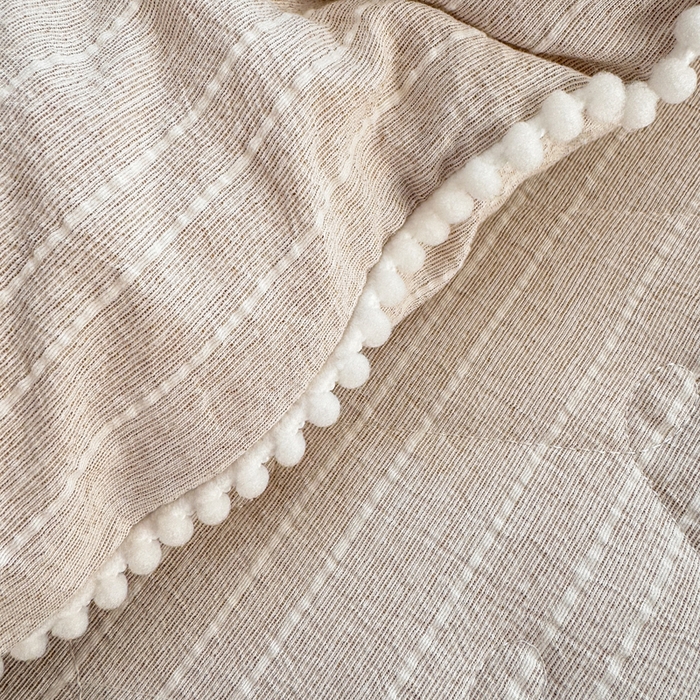 91家纺网 家纺一手货源 找家纺 蝶帕家纺 2026新款无印色织提花加棉床笠四件套 卡其