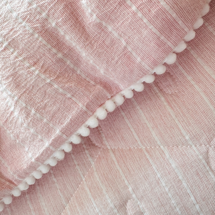 91家纺网 家纺一手货源 找家纺 蝶帕家纺 2026新款无印色织提花加棉床笠四件套 柔雾粉