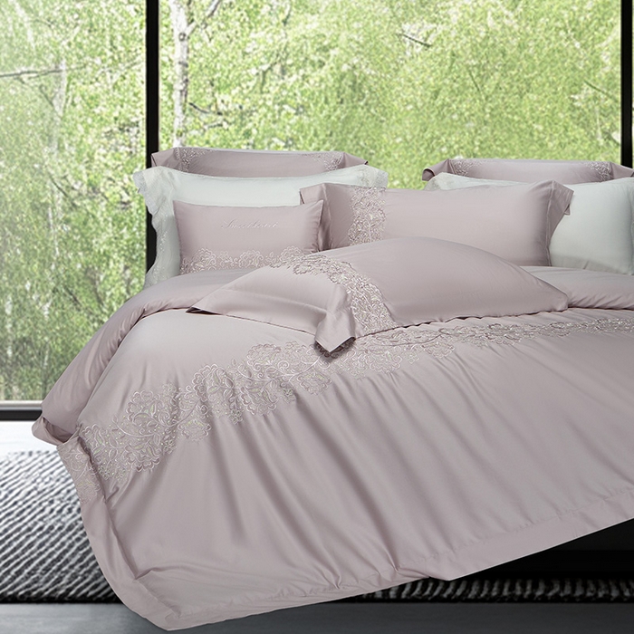 91家纺网 家纺一手货源 找家纺 （总）诗黛尔 2026春夏新款全棉纯棉长绒棉刺绣四件套-幽花庭