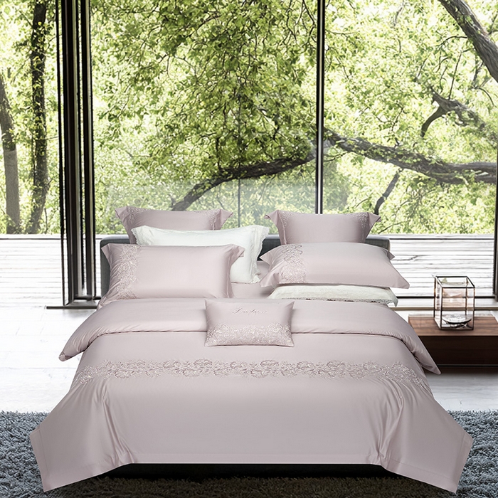 91家纺网 家纺一手货源 找家纺 （总）诗黛尔 2026春夏新款全棉纯棉长绒棉刺绣四件套-幽花庭