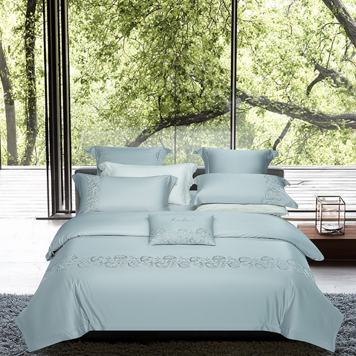 91家纺网 家纺一手货源 找家纺 （总）诗黛尔 2026春夏新款全棉纯棉长绒棉刺绣四件套-幽花庭