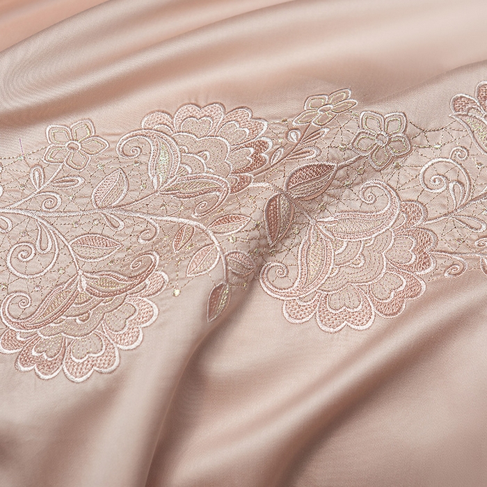 91家纺网 家纺一手货源 找家纺 诗黛尔 2026春夏新款全棉纯棉长绒棉刺绣四件套-幽花庭 幽花庭-落樱粉