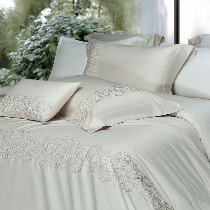 91家纺网 家纺一手货源 找家纺 诗黛尔 2026春夏新款全棉纯棉长绒棉刺绣四件套-幽花庭 幽花庭-绅士灰