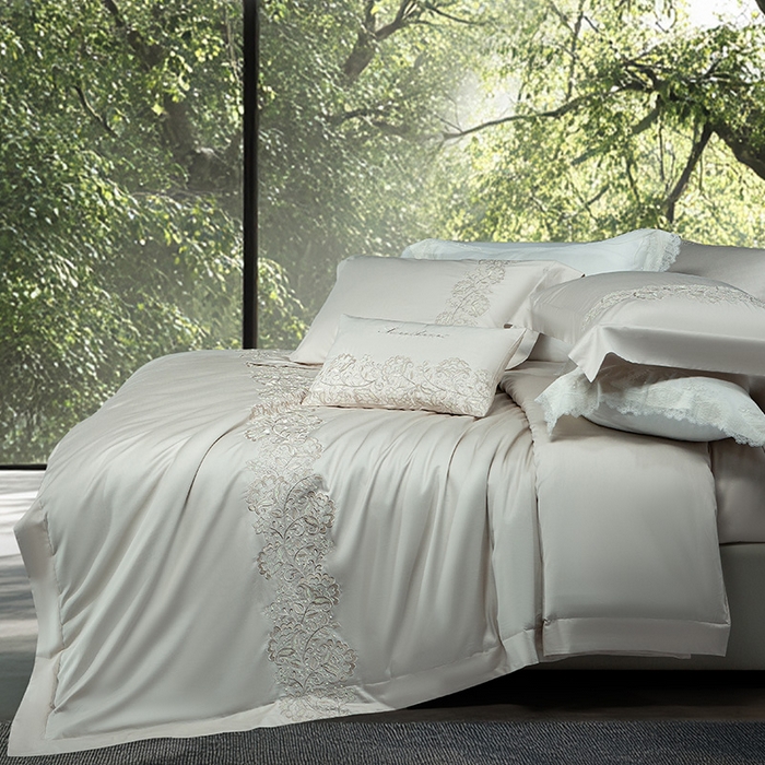 91家纺网 家纺一手货源 找家纺 诗黛尔 2026春夏新款全棉纯棉长绒棉刺绣四件套-幽花庭 幽花庭-绅士灰