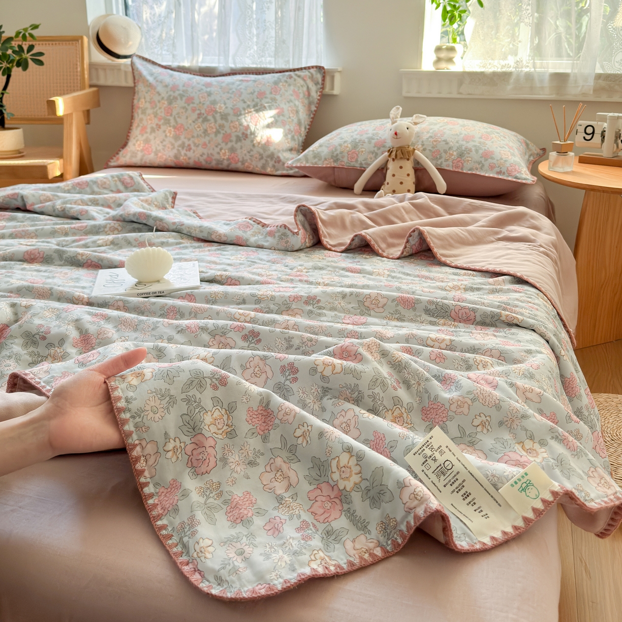 91家纺网 家纺一手货源 找家纺 雯雨家纺 2026新款全棉双层纱新疆棉花夏被空调被被子被芯 香水繁花-兰