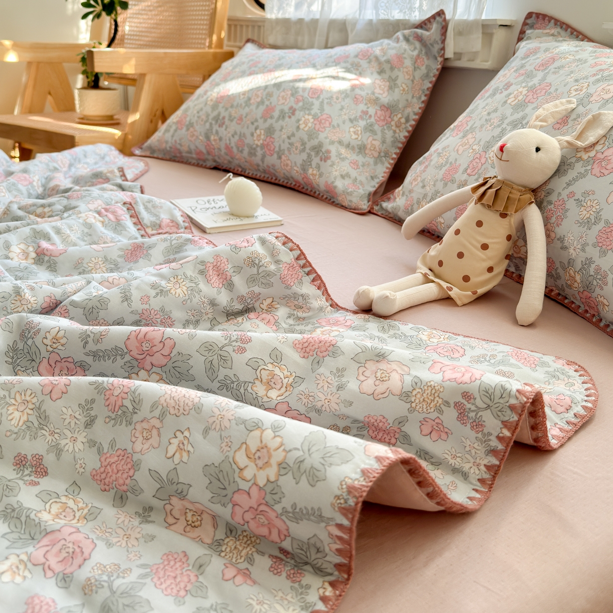 91家纺网 家纺一手货源 找家纺 雯雨家纺 2026新款全棉双层纱新疆棉花夏被空调被被子被芯 香水繁花-兰