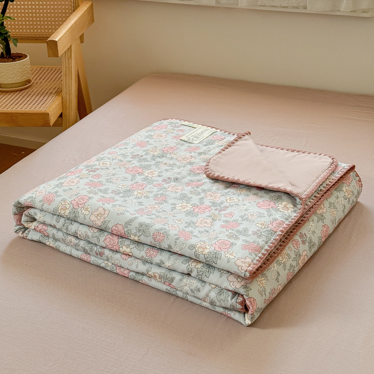 91家纺网 家纺一手货源 找家纺 雯雨家纺 2026新款全棉双层纱新疆棉花夏被空调被被子被芯 香水繁花-兰