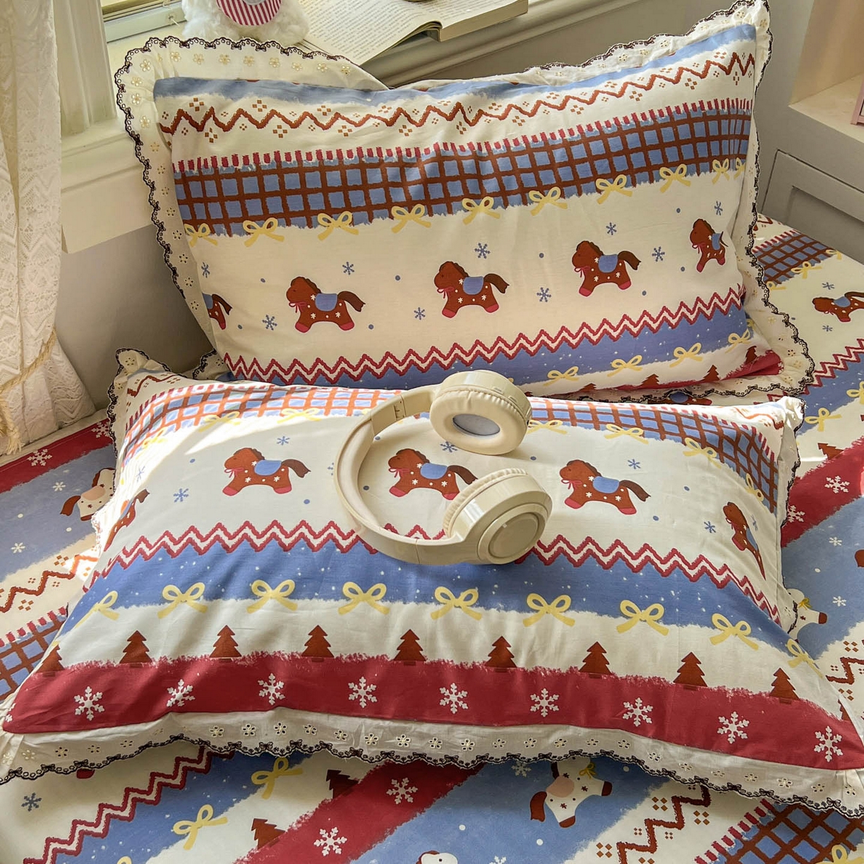 91家纺网 家纺一手货源 找家纺 （总）希诺家居 2026新款费尔岛风全棉纯棉小清新单品床单床笠三件套-第二批