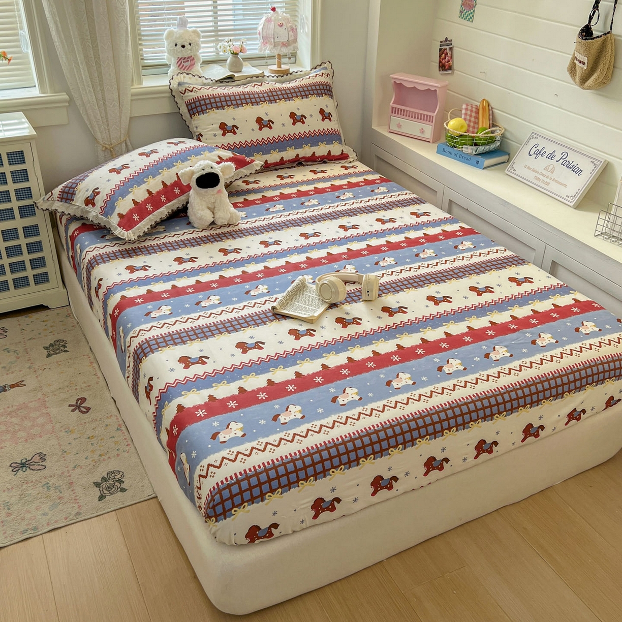 91家纺网 家纺一手货源 找家纺 （总）希诺家居 2026新款费尔岛风全棉纯棉小清新单品床单床笠三件套-第二批