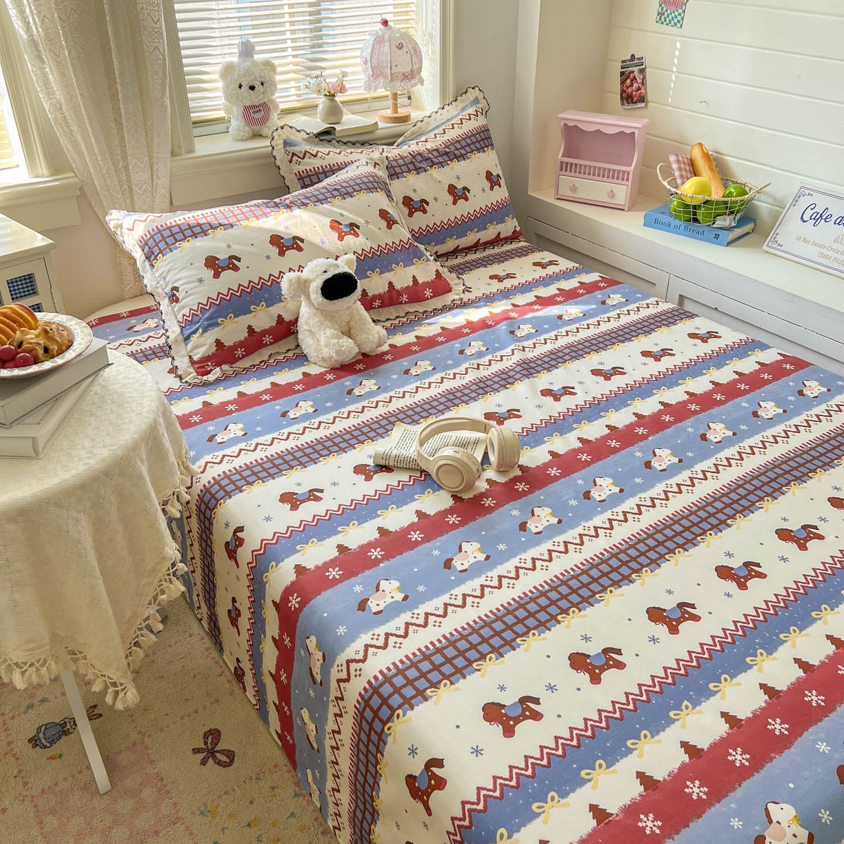 91家纺网 家纺一手货源 找家纺 （总）希诺家居 2026新款费尔岛风全棉纯棉小清新单品床单床笠三件套-第二批