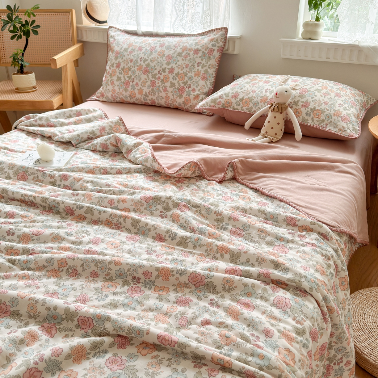 91家纺网 家纺一手货源 找家纺 雯雨家纺 2026新款全棉双层纱新疆棉花夏被空调被被子被芯 香水繁花-米