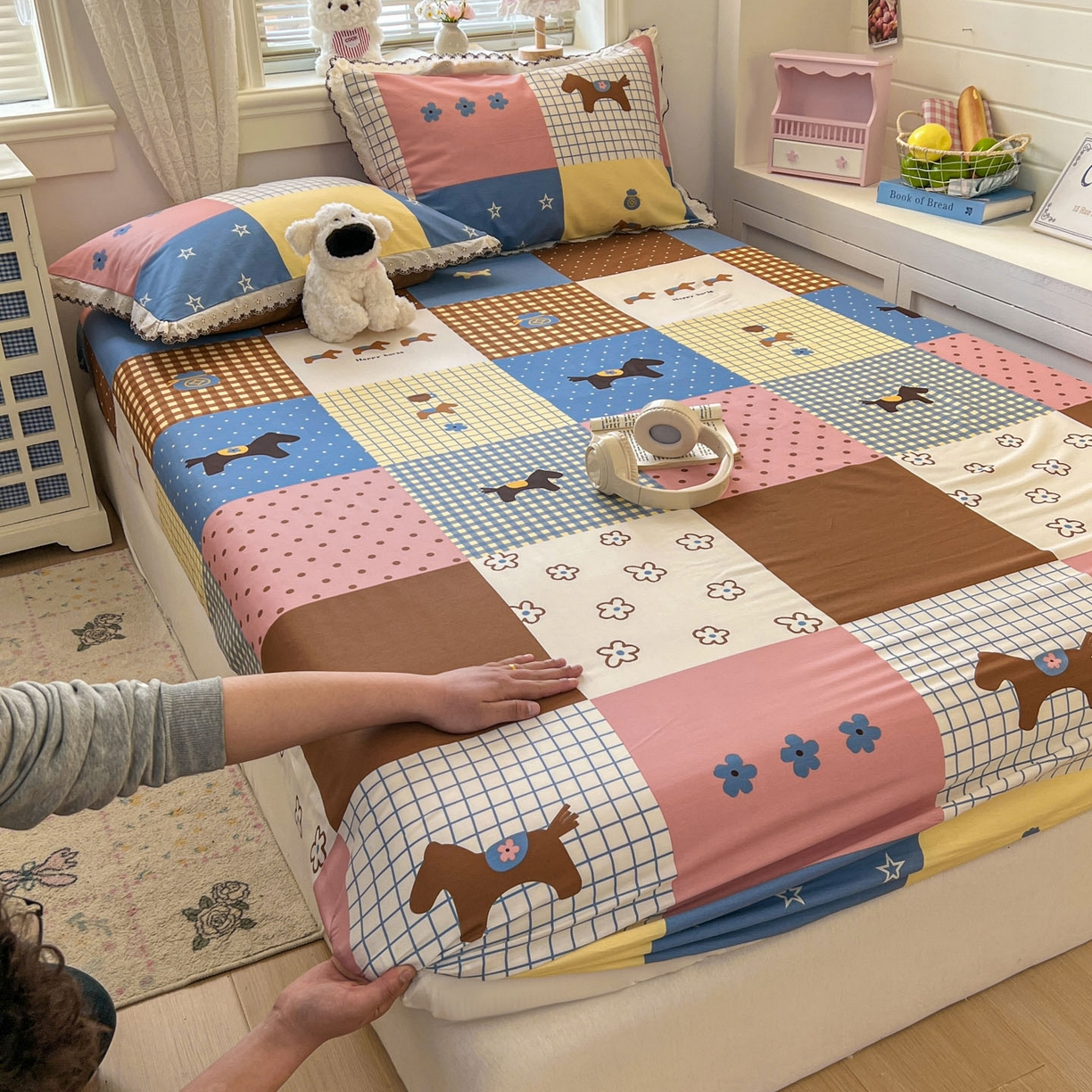 91家纺网 家纺一手货源 找家纺 （总）希诺家居 2026新款费尔岛风全棉纯棉小清新单品床单床笠三件套-第二批