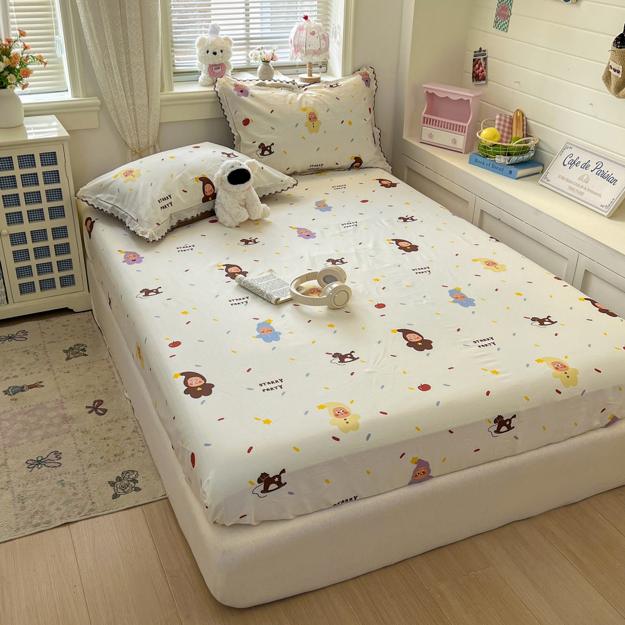 91家纺网 家纺一手货源 找家纺 希诺家居 2026新款费尔岛风全棉纯棉小清新单品床单床笠三件套-第二批 萌萌星宝宝