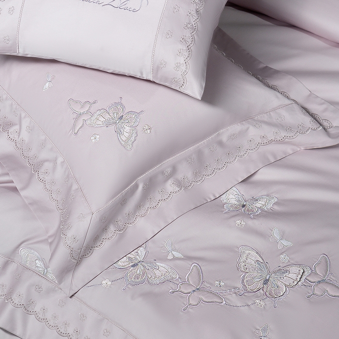 91家纺网 家纺一手货源 找家纺 （总）诗黛尔 2026春夏新款全棉纯棉长绒棉刺绣四件套-蝶恋花