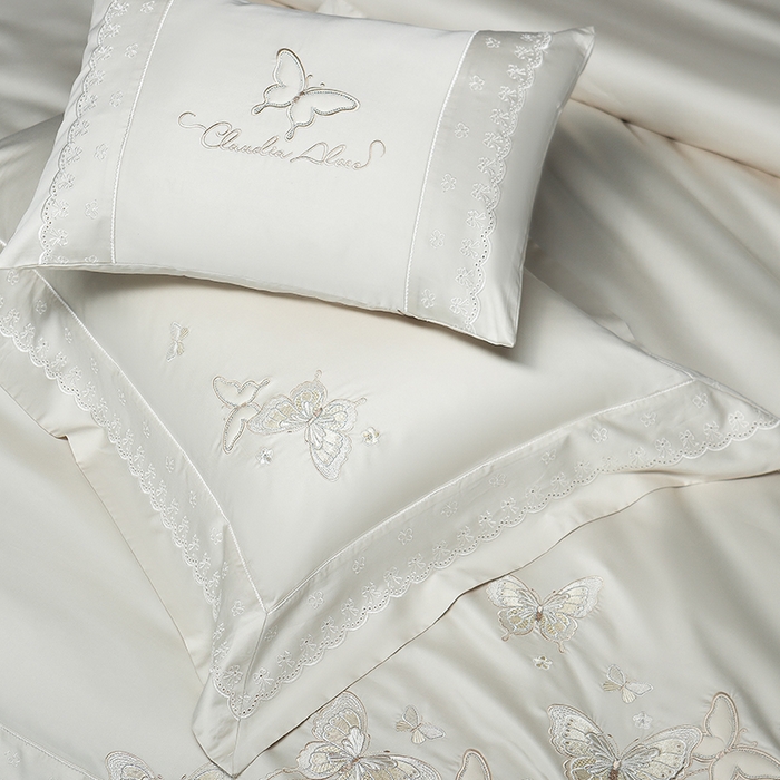 91家纺网 家纺一手货源 找家纺 诗黛尔 2026春夏新款全棉纯棉长绒棉刺绣四件套-蝶恋花 蝶恋花-香槟金