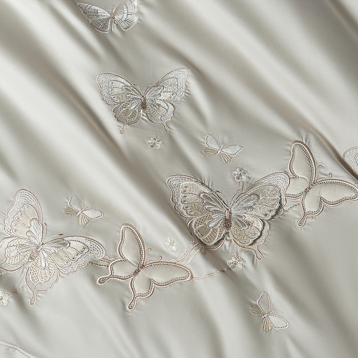 91家纺网 家纺一手货源 找家纺 诗黛尔 2026春夏新款全棉纯棉长绒棉刺绣四件套-蝶恋花 蝶恋花-香槟金