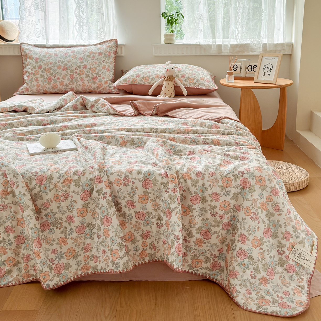 91家纺网 家纺一手货源 找家纺 雯雨家纺 2026新款全棉双层纱新疆棉花夏被空调被被子被芯 香水繁花-米