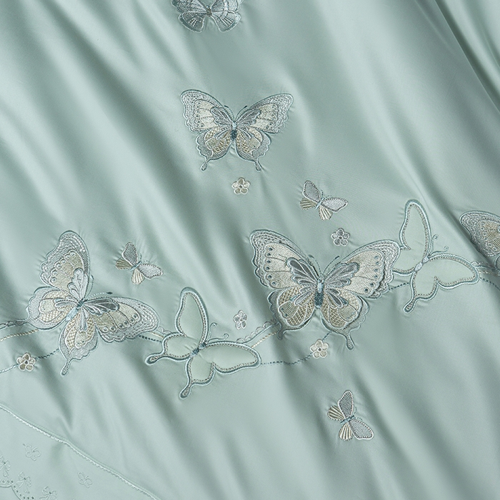 91家纺网 家纺一手货源 找家纺 诗黛尔 2026春夏新款全棉纯棉长绒棉刺绣四件套-蝶恋花 蝶恋花-清新绿