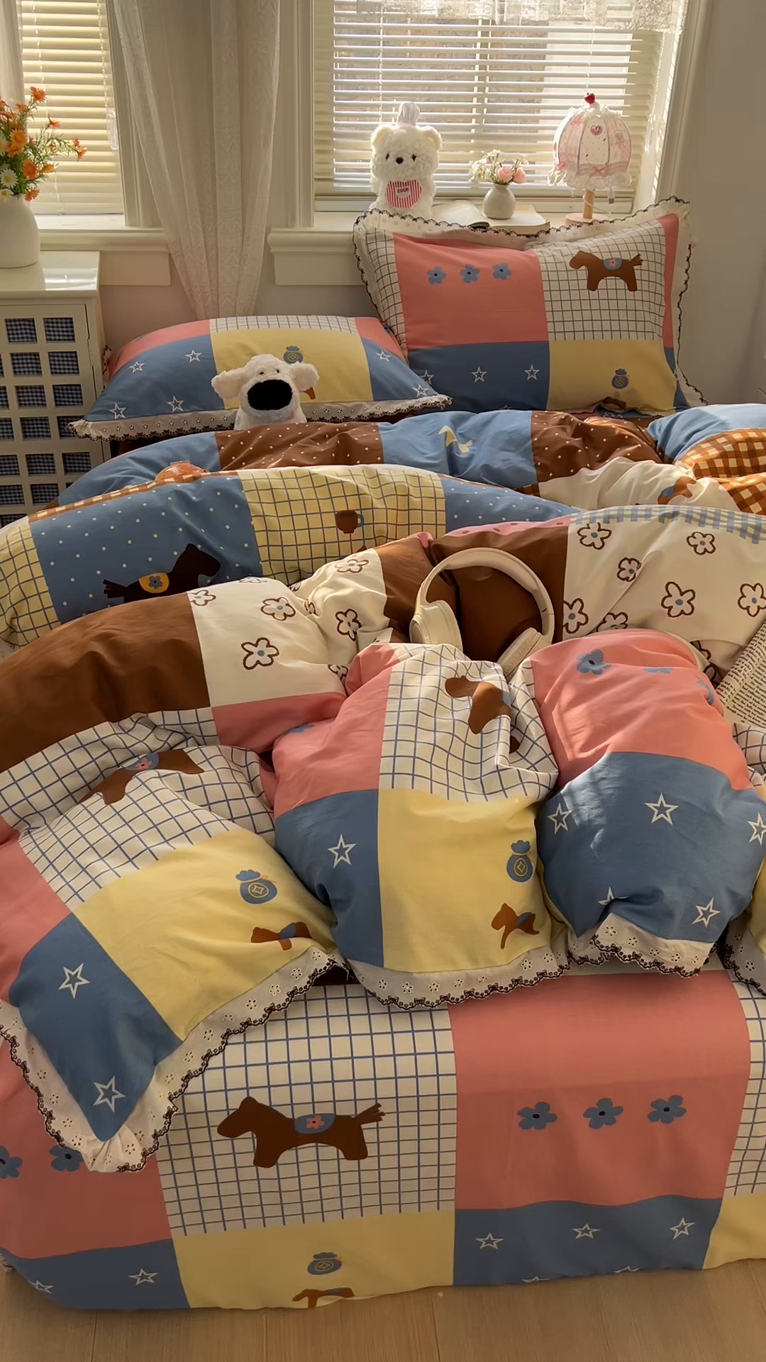 91家纺网 家纺一手货源 找家纺 希诺家居 2026新款费尔岛风全棉纯棉小清新单品床单床笠三件套-第二批 可可布丁马