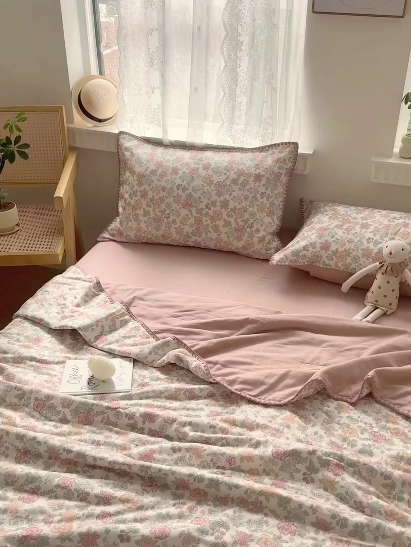 91家纺网 家纺一手货源 找家纺 雯雨家纺 2026新款全棉双层纱新疆棉花夏被空调被被子被芯 香水繁花-米