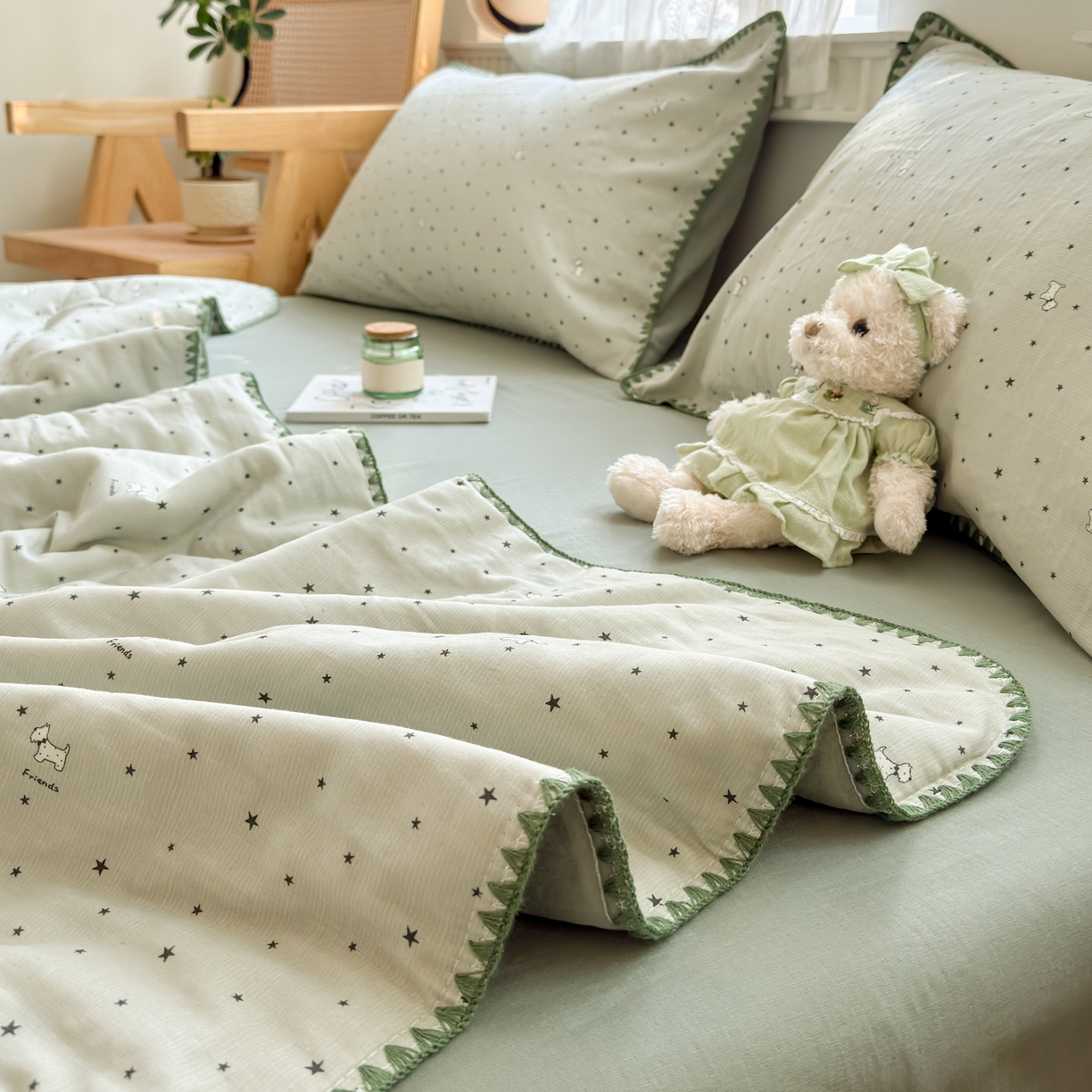 91家纺网 家纺一手货源 找家纺 雯雨家纺 2026新款全棉双层纱新疆棉花夏被空调被被子被芯 星空犬