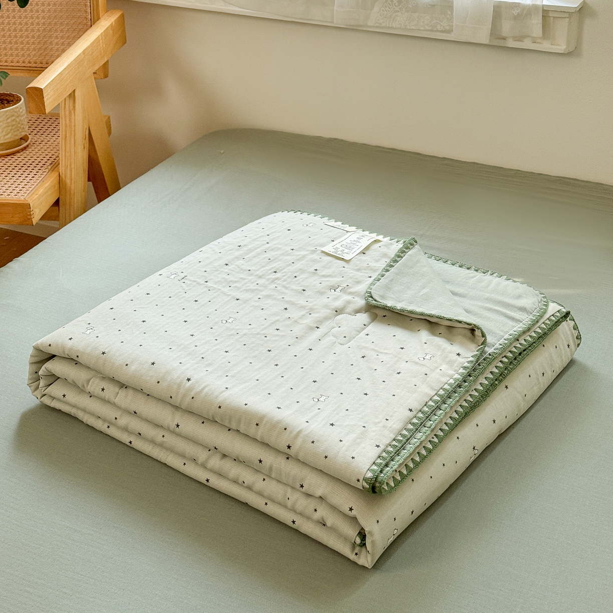 91家纺网 家纺一手货源 找家纺 雯雨家纺 2026新款全棉双层纱新疆棉花夏被空调被被子被芯 星空犬