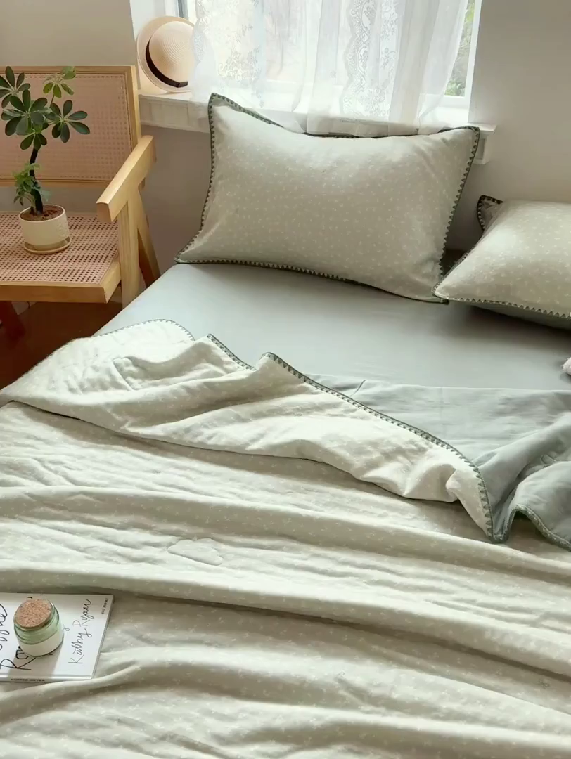 91家纺网 家纺一手货源 找家纺 雯雨家纺 2026新款全棉双层纱新疆棉花夏被空调被被子被芯 星空犬