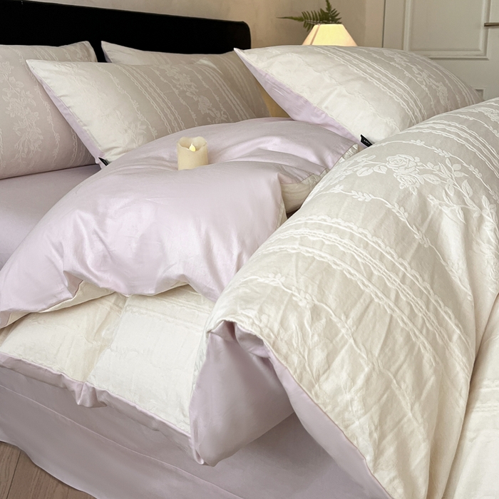 91家纺网 家纺一手货源 找家纺 （总）卡姿家纺 2026春夏全棉高密厚织大提花轻奢四件套