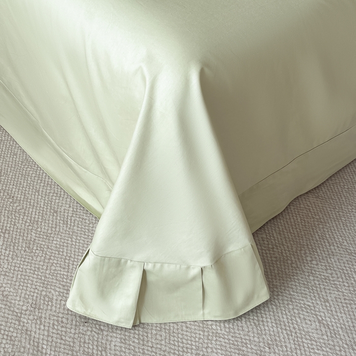 91家纺网 家纺一手货源 找家纺 卡姿家纺 2026春夏全棉高密厚织大提花轻奢四件套 焦野-奶绿