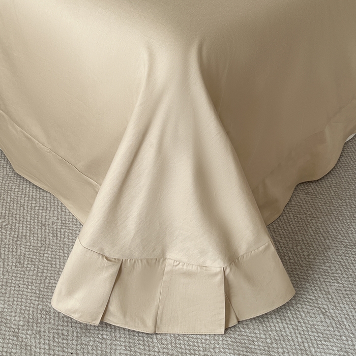 91家纺网 家纺一手货源 找家纺 卡姿家纺 2026春夏全棉高密厚织大提花轻奢四件套 腰果素绘-香槟驼