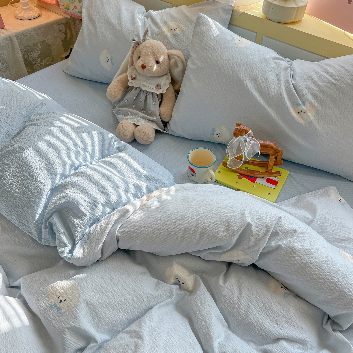 91家纺网 家纺一手货源 找家纺 （总）韩巢家纺 2026新款泡芙纱四件套