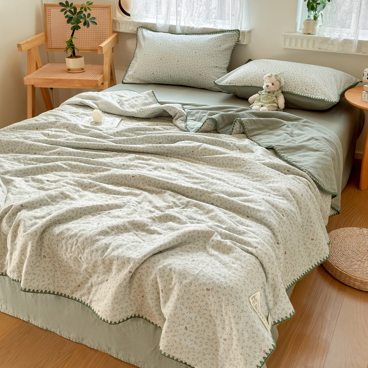 91家纺网 家纺一手货源 找家纺 雯雨家纺 2026新款全棉双层纱新疆棉花夏被空调被被子被芯 雪妮