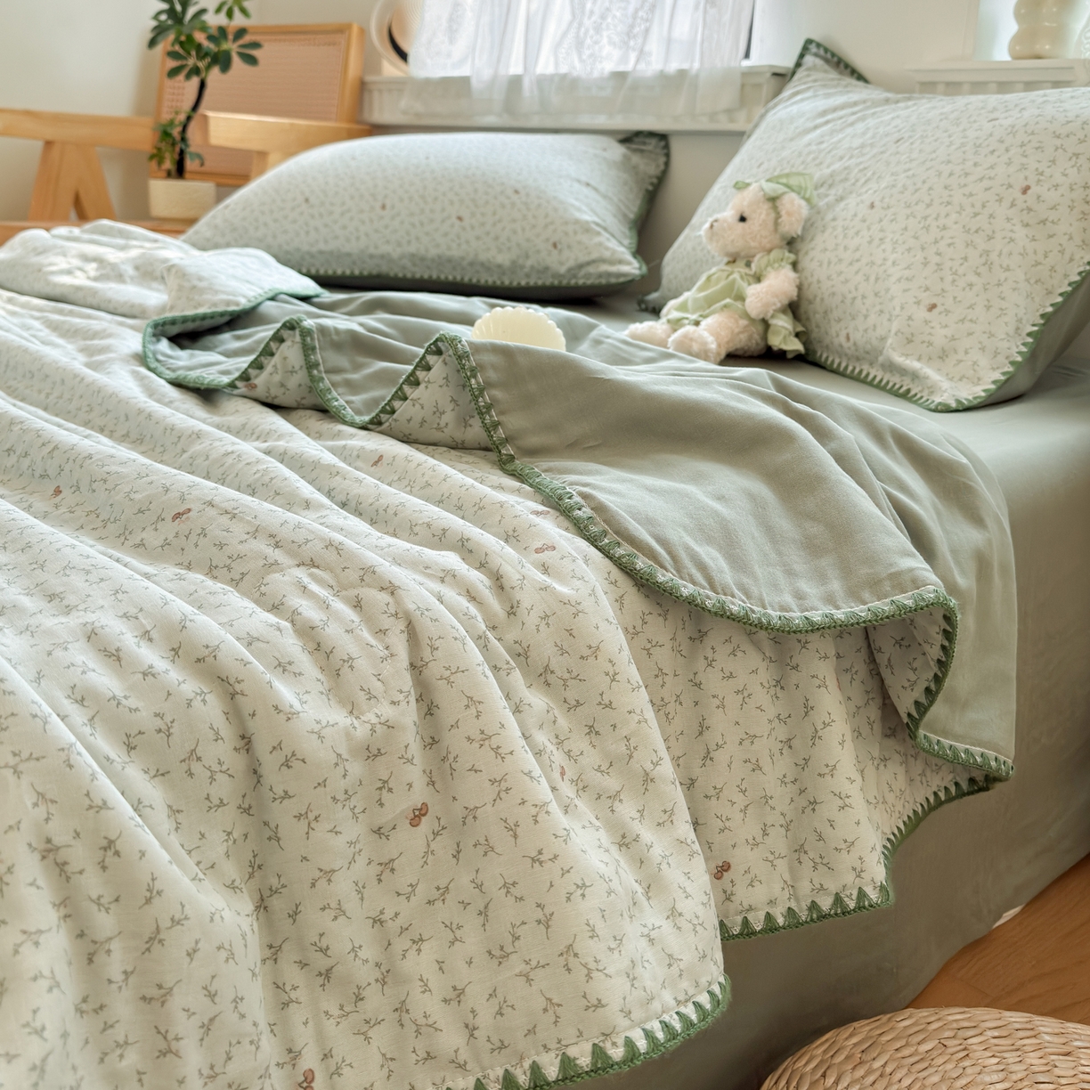 91家纺网 家纺一手货源 找家纺 雯雨家纺 2026新款全棉双层纱新疆棉花夏被空调被被子被芯 雪妮