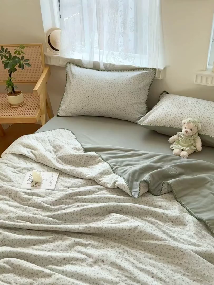 91家纺网 家纺一手货源 找家纺 雯雨家纺 2026新款全棉双层纱新疆棉花夏被空调被被子被芯 雪妮