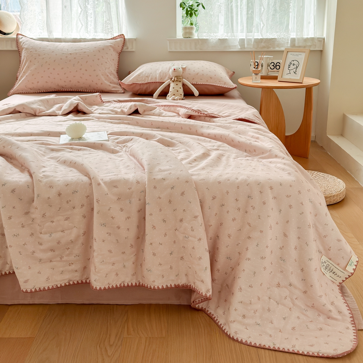 91家纺网 家纺一手货源 找家纺 雯雨家纺 2026新款全棉双层纱新疆棉花夏被空调被被子被芯 叶香