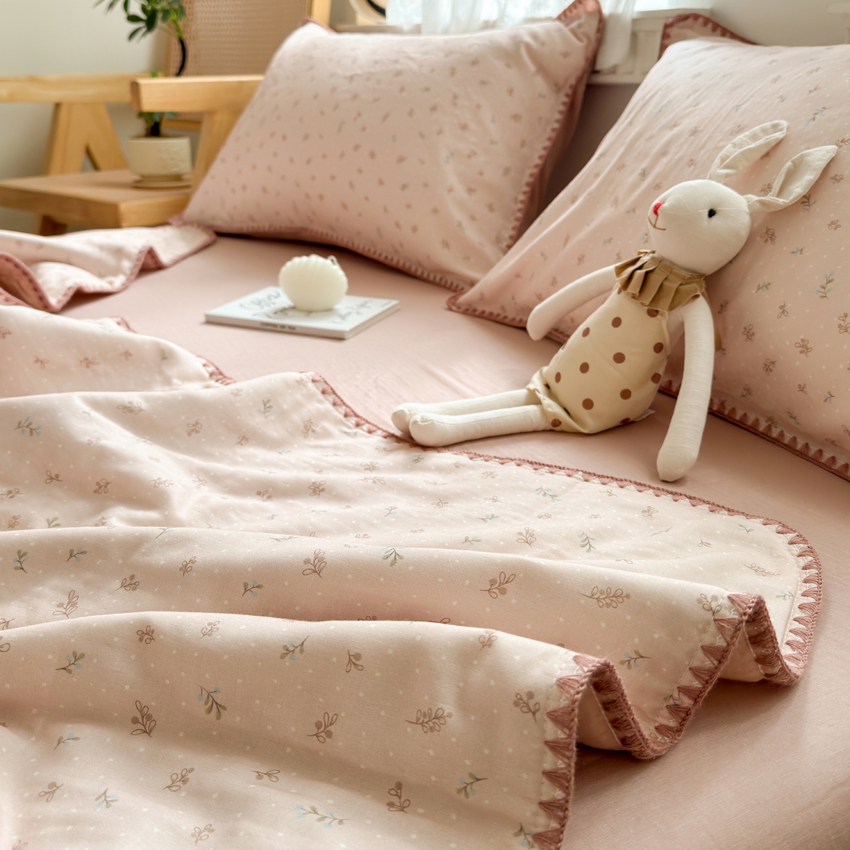 91家纺网 家纺一手货源 找家纺 雯雨家纺 2026新款全棉双层纱新疆棉花夏被空调被被子被芯 叶香